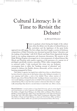 Cultural Literacy: Is it Time to Revisit the Debate?