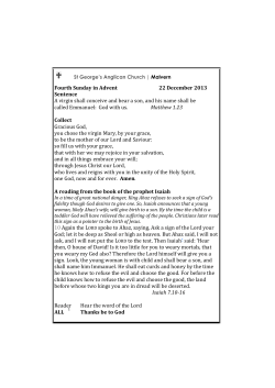 Fourth Sunday in Advent 22 December 2013 Sentence A virgin shall