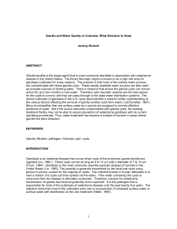 Giardia and Water Quality in Colorado, What Direction to Head