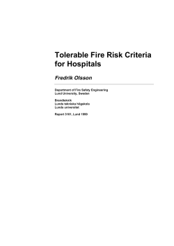 Tolerable Fire Risk Criteria for Hospitals