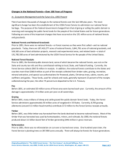 Changes in the National Forests&mdash;Over 100 Years