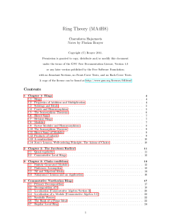 Ring Theory - University of Warwick