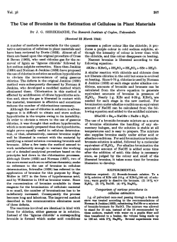 The Use of Bromine in the Estimation of Cellulose in Plant Materials
