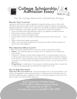 College Scholarship/ Admission Essay