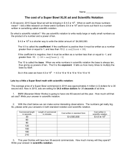 The cost of a Super Bowl XLIX ad and Scientific Notation