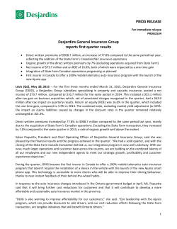 PRESS RELEASE Desjardins General Insurance Group reports first