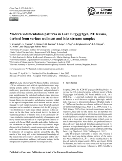 Modern sedimentation patterns in Lake El`gygytgyn, NE Russia