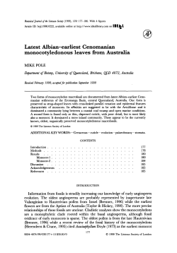 Latest Albianearliest Cenomanian monocotyledonous leaves from