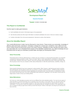 Development Report for