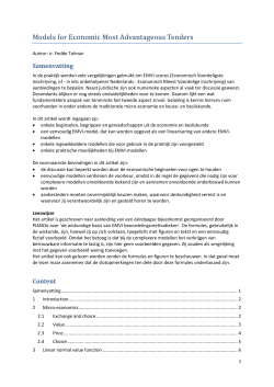 Models for Economic Most Advantageous Tenders