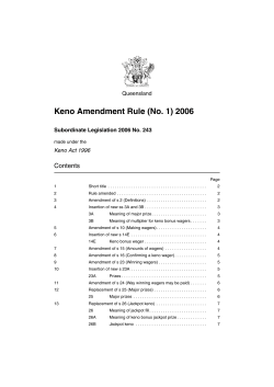 Keno Amendment Rule (No. 1) 2006