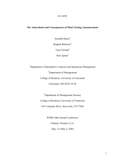 1 011-0595 The Antecedents and Consequences of Plant Closing
