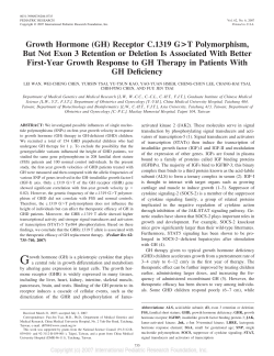 Growth Hormone (GH) Receptor C.1319 G>T