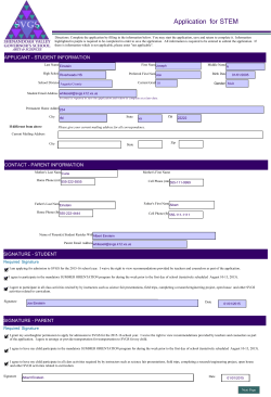Student Application for STEM 2016-17
