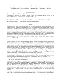 The Discourse Particle n&agrave;a in Cameroonian Colloquial English