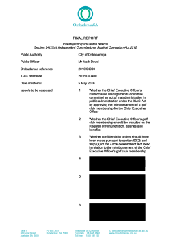 City of Onkaparinga &ndash; Reimbursement of golf club