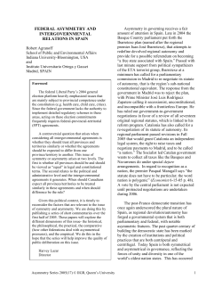 federal asymmetry and intergovernmental relations in spain