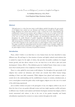 Gender, Peace and Religious Coexistence: Insights from Nigeria