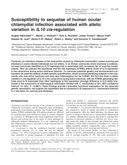 Susceptibility to sequelae of human ocular