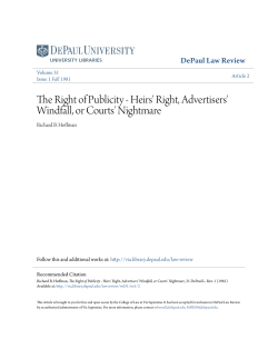 The Right of Publicity - Heirs` Right, Advertisers