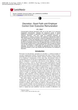 Discretion, Good Faith and Employer Control Over Executive