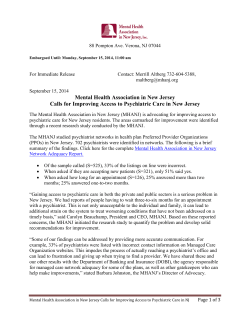 Network Adequacy Report Press Release