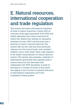 e. Natural resources, international cooperation and trade regulation