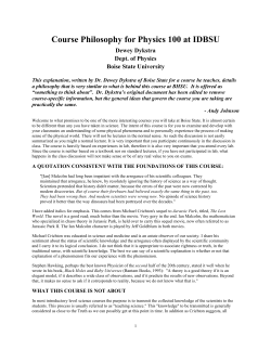 Dewey Dykstra Physics Philosophy