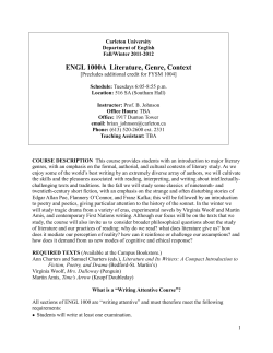 ENGL 1000A Literature, Genre, Context