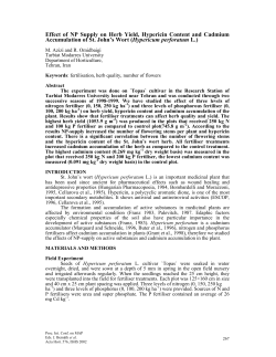 Effect of NP Supply on Herb Yield, Hypericin Content and Cadmium