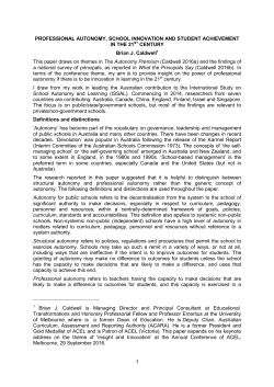 1 PROFESSIONAL AUTONOMY, SCHOOL INNOVATION AND