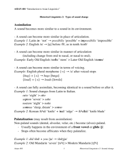 Assimilation A sound becomes more similar to a sound in its
