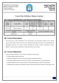 Course Plan (Syllabu (A) Course Identification and Gen (B) Course