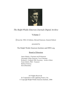 The Ralph Waldo Emerson Journals Digital Archive Volume 2