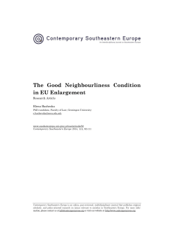 The Good Neighbourliness Condition in EU Enlargement