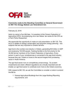OFA Presentation to Standing Committee on General Government
