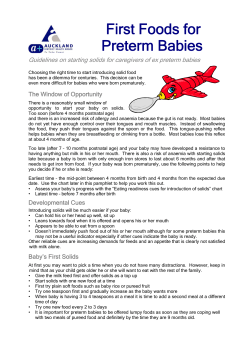 First Foods for Preterm Babies - Auckland District Health Board