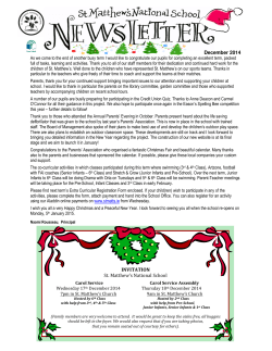 December 2014 INVITATION St. Matthew`s National School