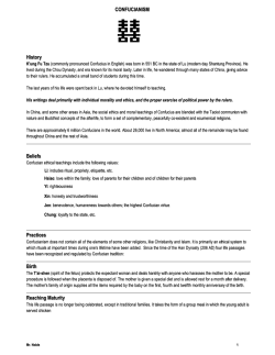 CONFUCIANISM History Beliefs Practices Birth Reaching Maturity