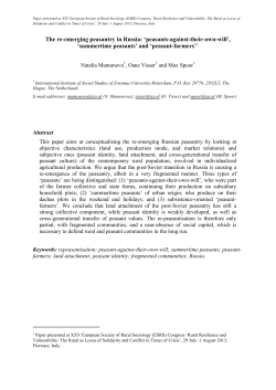 The re-emerging peasantry in Russia: `peasants-against-their