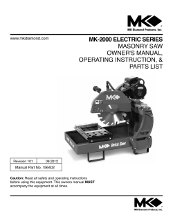 mk-2000 electric series masonry saw owner`s manual, operating