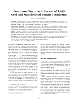 Botulinum Toxin A: A Review of 1085 Oral and