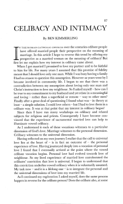 Celibacy and Intimacy