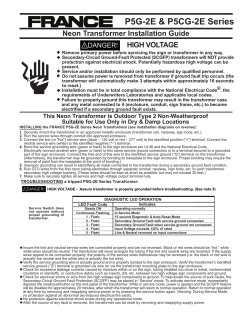 Fance P5G-2E Installation Instructions