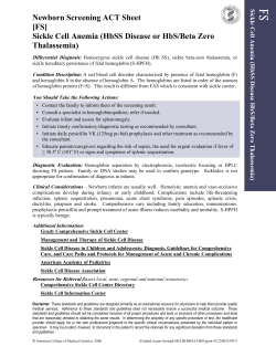 Newborn Screening ACT Sheet [FS] Sickle Cell Anemia