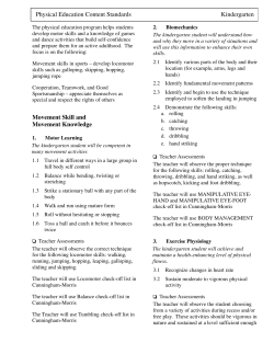 Physical Education Content Standards Kindergarten Movement Skill