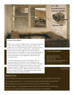 LIT 201 Introduction to Literary Studies Spring 2016