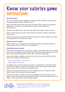 Know your calories game - World Cancer Research Fund