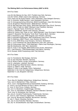 Tour History - The Wishing Well Band