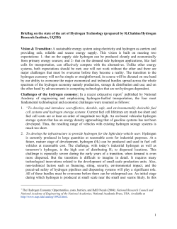 Briefing paper on the state of the art of H2 Technology